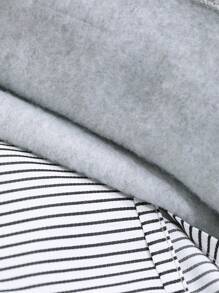 DAZY 圆领休闲拼布腰部修身复古荷叶边下摆连衣裙，秋季连衣裙长袖连衣裙 - 灰色 - 查看 10