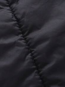SHEIN جاكيت منفوخ أسود مبطن بالصوف ذو أكمام طويلة وغطاء رأس للفتيات المراهقات، أسلوب هالوين والخريف - الأسود - مشاهدة 9