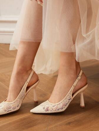 CUCCOO HITCHD Women's Apricot Lace Sexy High Heels Pumps For Wedding Party Occasion Spring Shoes Spring Break Easter Prom Heels