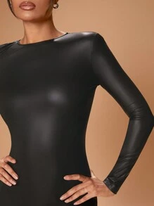 SHEIN Unity Dress With Shoulder Pads - Black - View 6