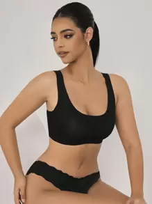 3pcs Solid Scoop Neck Wireless Bra - Multicolor - View 5