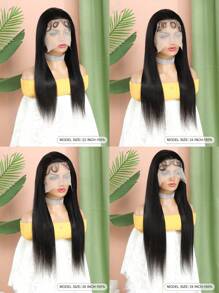 直髮360透明蕾絲前沿人髮假髮，預拉萌寶髮片，女士自然髮線蕾絲前扣人髮假髮