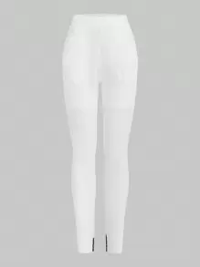TaskEZ 2 件套女式护士制服手术服套装，包括 2 个口袋现代 V 领束腰上衣和 2 个口袋弹性腰带终极瑜伽慢跑裤 - 白色 - 查看 5