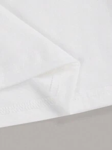 SHEIN EZwear 4 Áo thun nữ cổ tròn tay ngắn họa tiết động vật, dáng ôm vừa vặn cho mùa hè - Đen và trắng - Xem 5