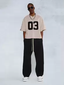 SUMWON Crop Fit Short Sleeve Baller Tee With Number Graphic Print