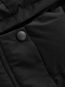 DAZY Women's Loose Fit Hooded Zipper Long Sleeve Padded Coat, Winter Clothes, Winter Women Clothes, Padded Coat Women - Black - View 9