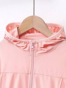 Young Girls Sun Pattern Hooded Sunscreen Jacket - Baby Pink - View 4