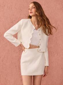 Enchnt Bộ váy dài tay tối giản đơn sắc dành cho nữ mặc hàng ngày - Màu vàng - Xem 4