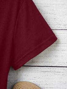 Maweii Plus Size Women's "Faith In God Changes Everything" Letter Print T-Shirt Casual Sports Fashion Short Sleeve Top Streetwear Inspirational Graphic Tees Women Tops, For Summer - Burgundy - View 3