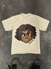 PAVTROS Tween Boys Casual Fashionable Crew Neck Knitted Printed T-Shirt - Beige - View 4