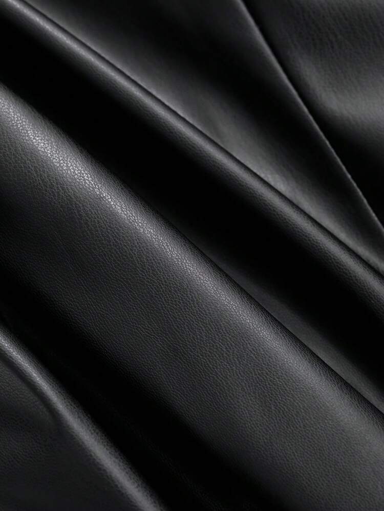 Women's Elegant Spaghetti Strap Pu Leather Dress, Slimming