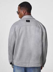 Manfinity VCAY Herren einfarbiges minimalistisches Tageskleidungshemd mit Kragen und langen Ärmeln, Cargo-Arbeits-Basis-Hellgrau-Hemd, für Freunde, Ehemann, Freund als Geschenk