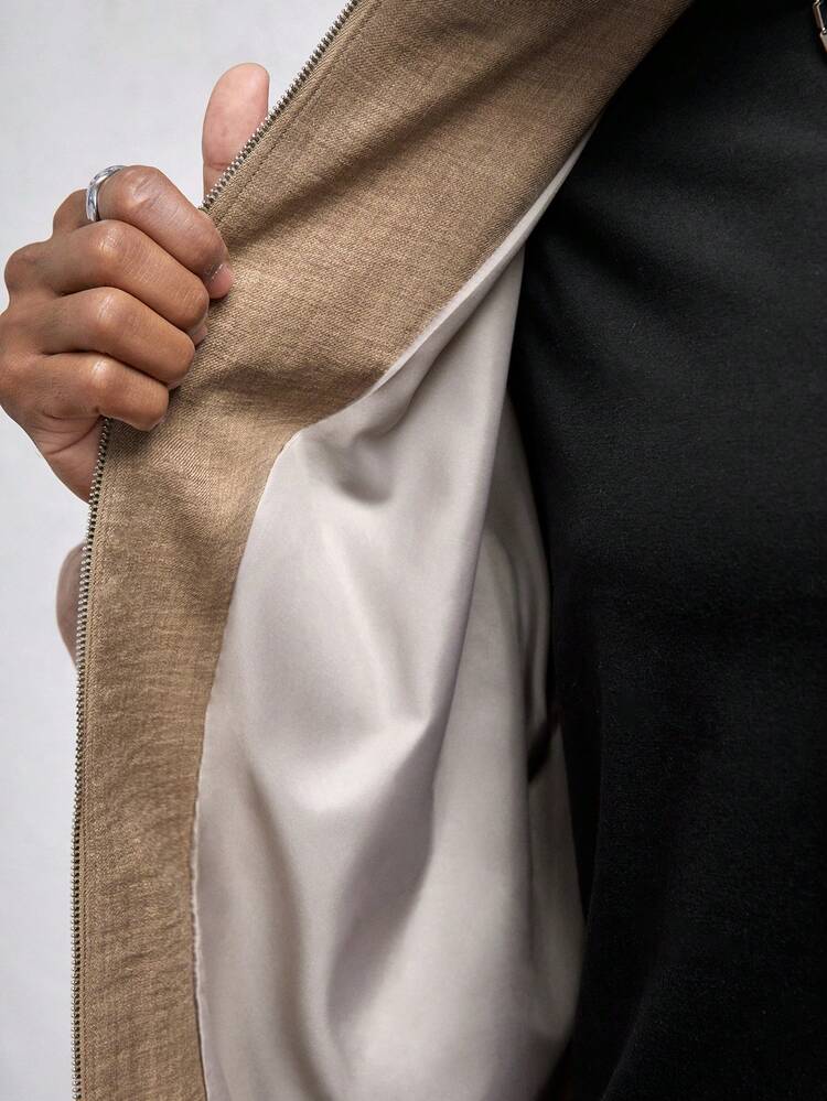 Veste décontractée à col rond, coupe slim, manches longues, pour homme. Idéale pour l'automne et l'hiver