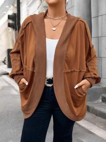 Calvaya Plus Size Women Solid Color Casual Long Sleeve Jacket Fall Cloth For Women