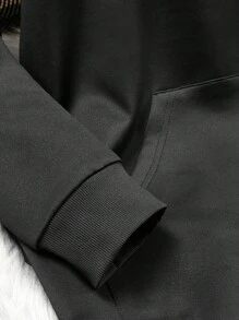 Comfortcana Áo thun nữ có dây rút có mũ trùm đầu dài tay thời trang hợp thời trang Áo len dệt kim màu đen - màu đen - Xem 4