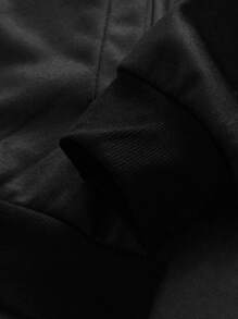 Manfinity EMRG Men's Casual Colorblocked Letter Printed Long Sleeve Jacket, Spring & Fall Going Out Street Wear Racing Jacket Black Biker Jacket, For Friends, Husband, Boyfriend Gifts - Black - View 3