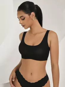 3pcs Solid Scoop Neck Wireless Bra - Multicolor - View 4