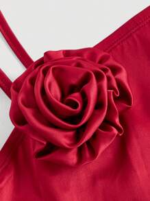 SHEIN MOD Women Red Ruffled Cami Long Dress, New Year,Valentine/Party/Festival Costume, Women Dress,Elegant Women Dresses,Homecoming Dresses - Burgundy - View 4