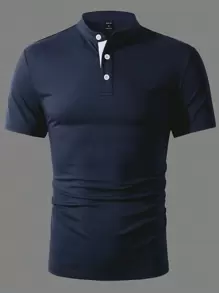 Manfinity Homme Men's Solid Color Short Sleeve Casual Polo Shirt