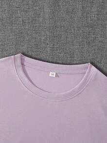 Manfinity Roghcode Áo thun nam cổ tròn tay ngắn in hình quả bí ngô thường ngày, mùa hè - Màu tím hoa cà - Xem 6