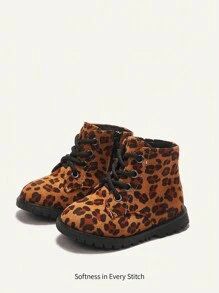 Cozy Pixies 时尚休闲百搭田园豹纹女婴靴，秋冬 - 彩色 - 查看 3