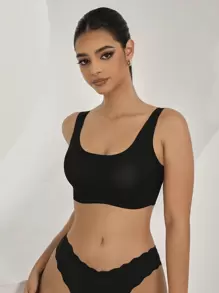 3pcs Solid Scoop Neck Wireless Bra - Multicolor - View 6