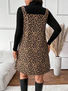 SHEIN PETITE CURVE Plus Floral Print Lantern Sleeve Dress - Multicolor - View 2