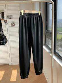 Comfortcana Quần nỉ thể thao baggy chạy bộ Air Layer Fleece màu đen, phù hợp với mọi phong cách và đa năng, mùa thu và đông - màu đen - Xem 2