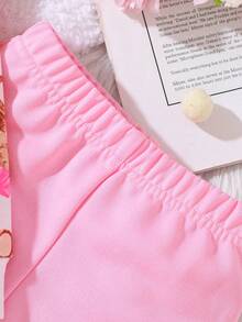 SHEIN 2 piezas/Conjunto de ropa deportiva informal con estampado de oso lindo para niñas bebé - Rosa Pálido - Ver 6