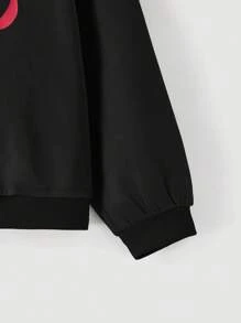 SHEIN MOD Sudadera con capucha con bloques de color y estampado de mariposa para tallas grandes