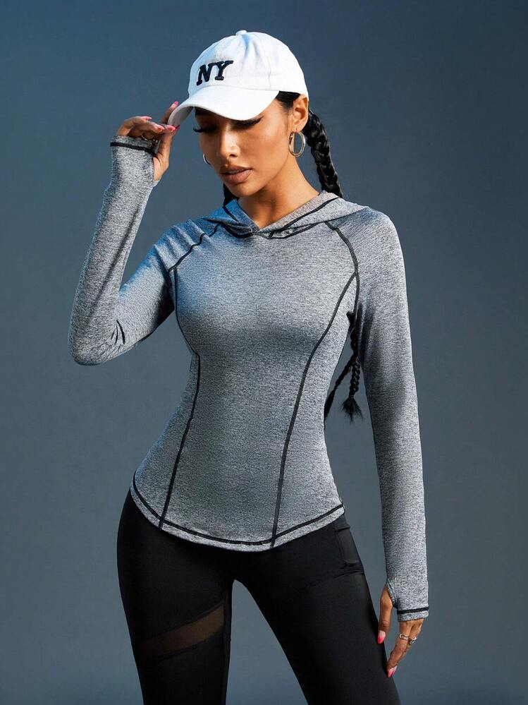SHEIN Outdoor Urban Dames Raglanmouw Getailleerde Hoodie Voor Dagelijkse Training En Casual Wear Sweatshirt SHEIN Nederland