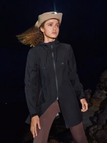 In My Nature In My Nature Women's Solid Color Drawstring Hooded Outdoor Windbreaker Jacket Winter Women Tops
