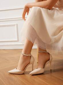 CUCCOO HITCHD Fashionable Apricot Versatile Sexy Rhinestone Stiletto Pointed Toe Pumps For Work, Date, Party, Wedding And Holiday Spring Shoes Spring Break Easter Prom Heels For Christmas - Apricot - View 6