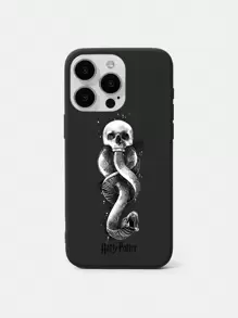 HARRY POTTER X SHEIN Halloween Skull Print Black Halloween Mobile Phone Case Case Compatible With Iphone 15, IPhone 12 Pro Max, IPhone 14 Pro Max, IPhone XR Phone Case, Gifts