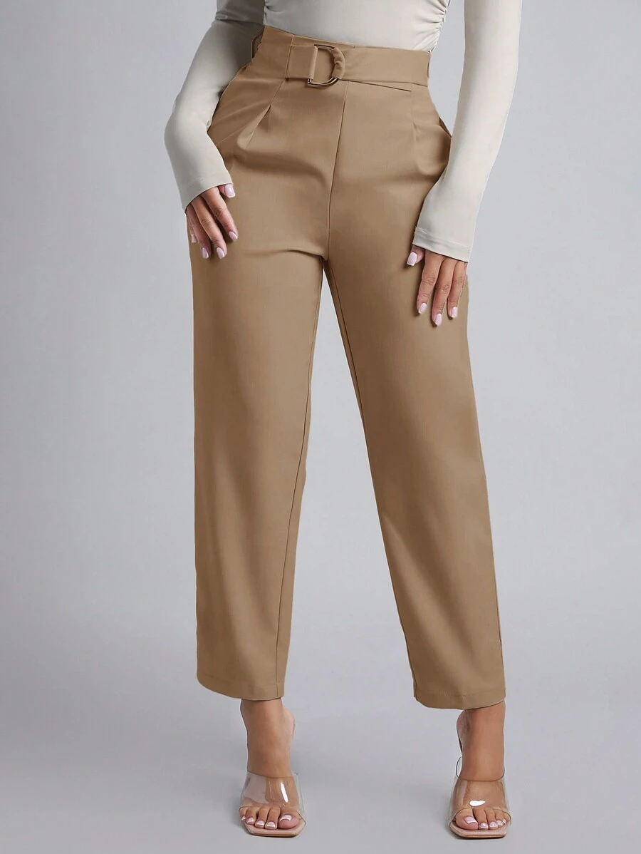 SHEIN PETITE 春季女装束带直筒裤