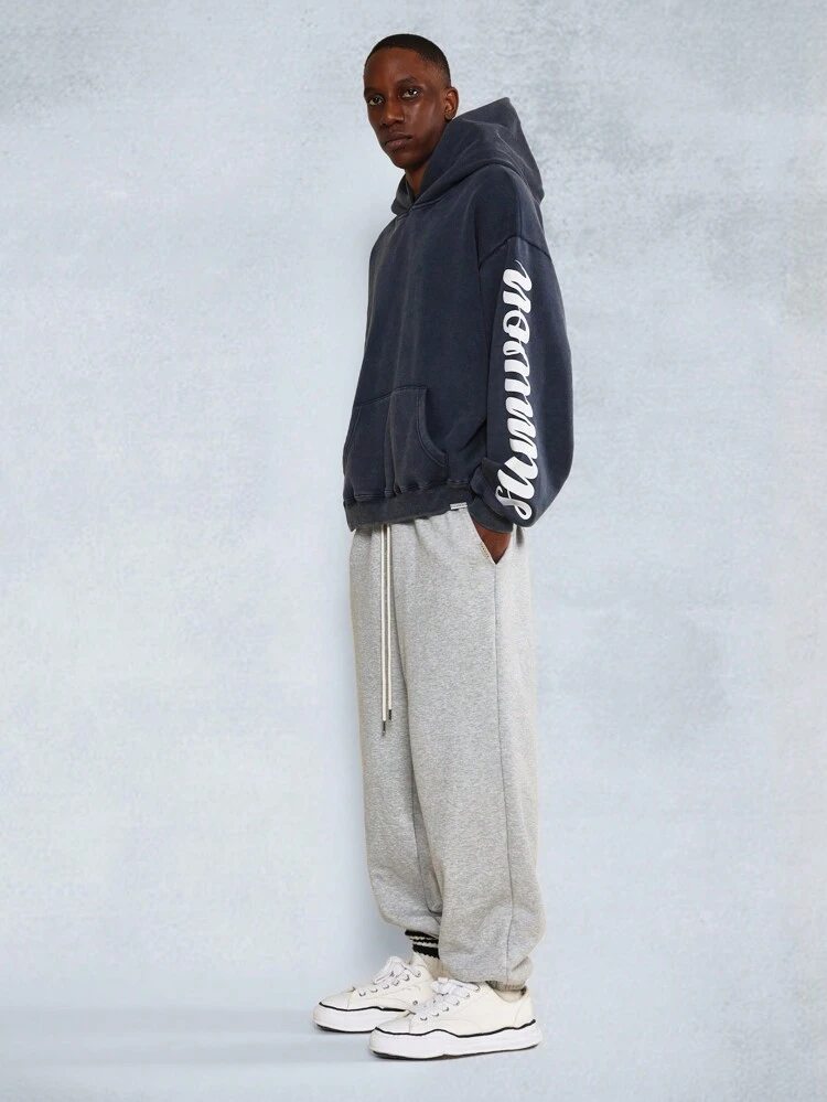 Classic Washed Effect Hoodie With Drawstring Centre Pocket