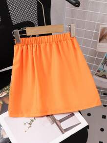 SHEIN Young Girl Casual Digital Printed Letter Patterned A-Line Skirt
