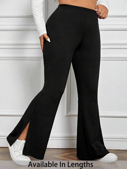 SHEIN PETITE CURVE Plus Petite Kvinnor Split Fåll Flare Leg Byxor