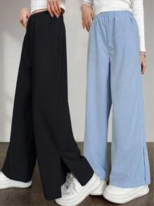 Pantaloni casual con spacchetti laterali di moda per ragazze pre-adolescenti più grandi