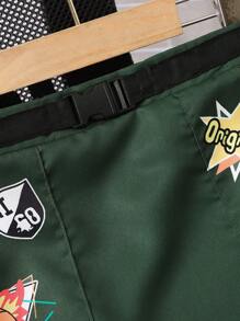 SHEIN Girls Casual Digital Printed Skirt - Olive Green - View 5