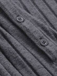 DAZY Women's Half-Placket Textured Ribbed Long Bodycon Dress,Fall Dress Long Sleeve Dress - Dark Grey - View 8