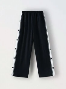 SHEIN Girls (Large) Casual Loose Fitting Pentagram Print Sweatpants, Autumn