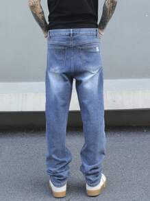 Manfinity EMRG Men's Casual Washed Straight-Leg Jeans - Blue - View 3