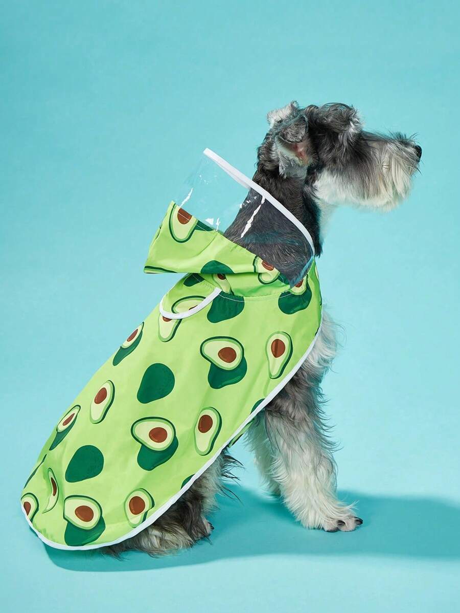 Petsin 宠物专用牛油果印花防水连帽雨披 - 彩色 - 查看 1