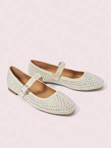 CUCCOO DOLLMOD Women's Fashionable Apricot Ballerina Mary Jane Flat Shoes, Cute And Sweet For Students Fall