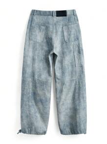 Manfinity VCAY Men's Printed Fabric Casual Long Cargo Pants, Suitable For Daily Wear