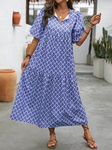 SHEIN LUNE Vacation Leisure Allover Print Dress - Multicolor - View 6