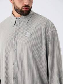 Manfinity VCAY 男士大码休闲针织宽松长袖衬衫和中腰抽绳直筒裤套装，适合日常穿着