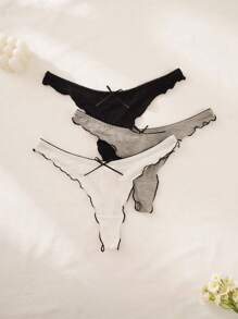 Shein Underwear&Sleepwear Basics 3 Stücke Frauen Spitzen Höschen mit Schleifen Verzierung