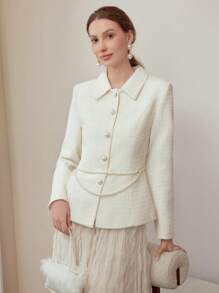 MOTF PREMIUM SINGLE BREASTED COLLAR COAT - White - View 2